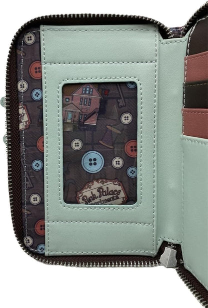 HOTLoungefly Coraline Garden Party Zip-Around Wallet – Officially Licensed, Faux Leather, Embroidered Details, Multiple Card Slots