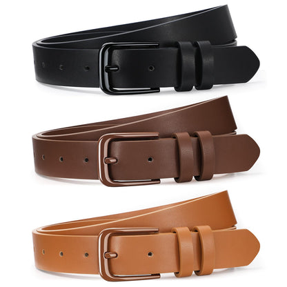 HOTXZQTIVE 3 Pack Women Belts For Jeans Dresses Pants Ladies Leather Waist Belt with Gold Buckle