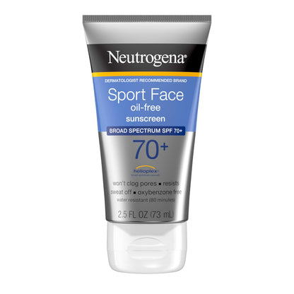 HOTNeutrogena, Sport Face Sunscreen SPF 70+, Oil-Free, Sweat and Water-Resistant, Broad-Spectrum UVA/UVB, 2.5 Fl Oz