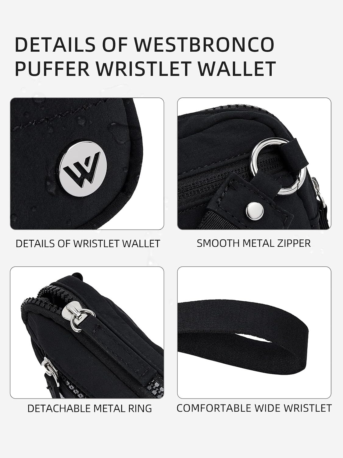 HOTWESTBRONCO Wristlet Wallets for Women – RFID Blocking Quilted Nylon Phone Wallet, Card Holder Purse for Travel & Everyday Use