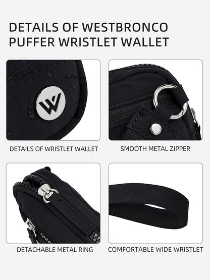 HOTWESTBRONCO Wristlet Wallets for Women – RFID Blocking Quilted Nylon Phone Wallet, Card Holder Purse for Travel & Everyday Use