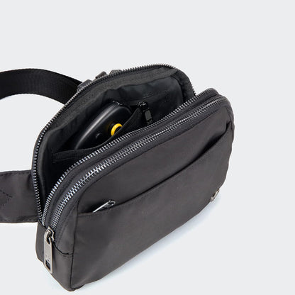 HOTPander Everywhere Belt Bag for Women, 5 Zipper Pockets Nylon Crossbody Fanny Pack Purse (Black)