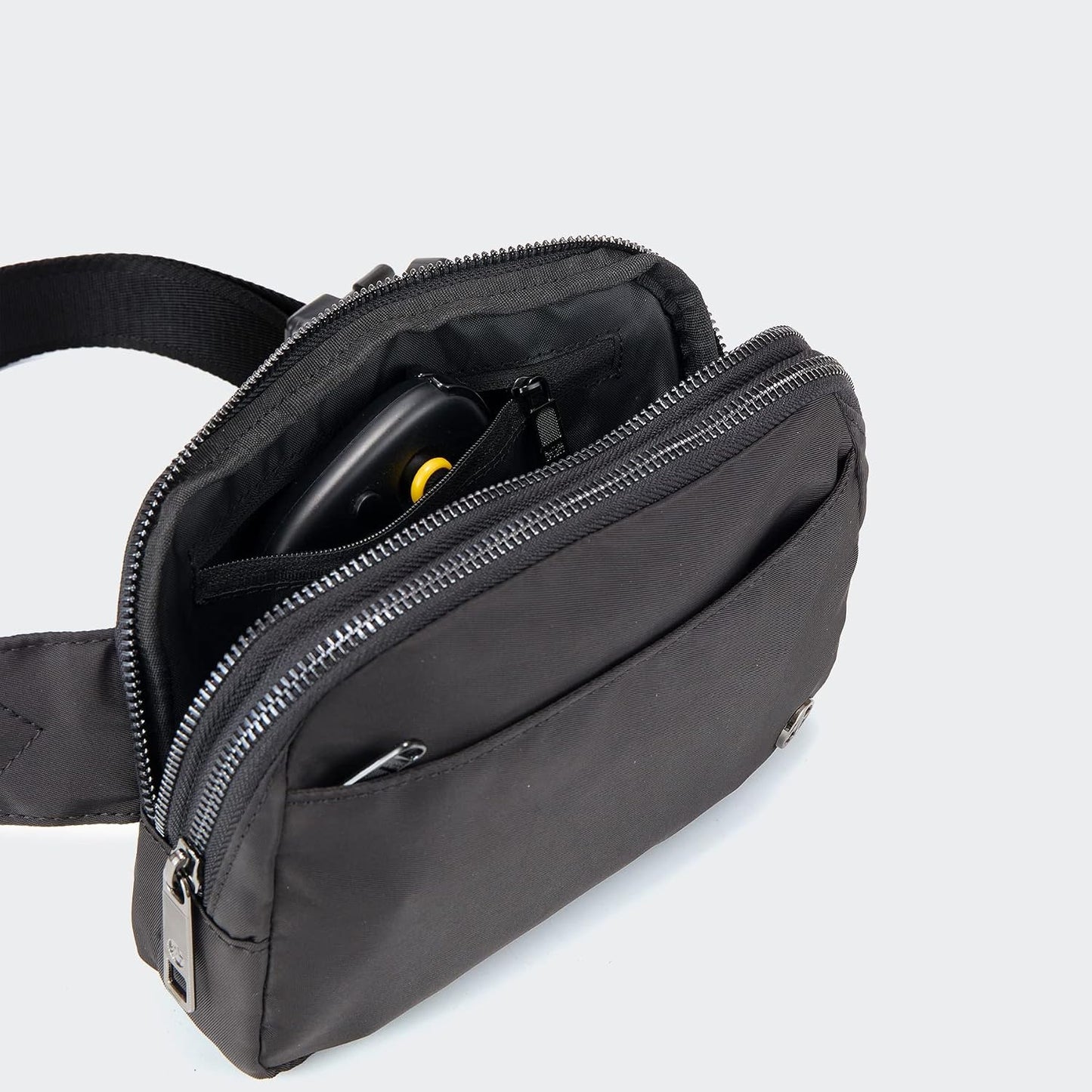 HOTPander Everywhere Belt Bag for Women, 5 Zipper Pockets Nylon Crossbody Fanny Pack Purse (Black)