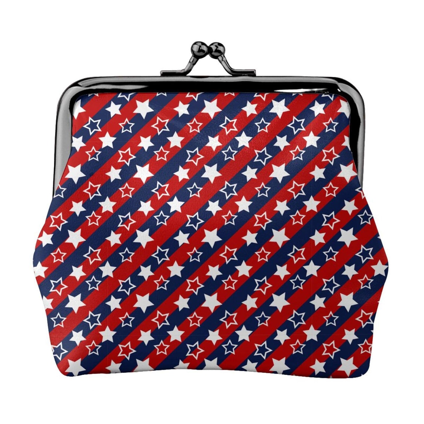 HOTRed White Blue Stars and Stripes American Flag Leather Coin Purse Compact Pouch Card Holder Wallet for Women Daily Use Travel Gifts