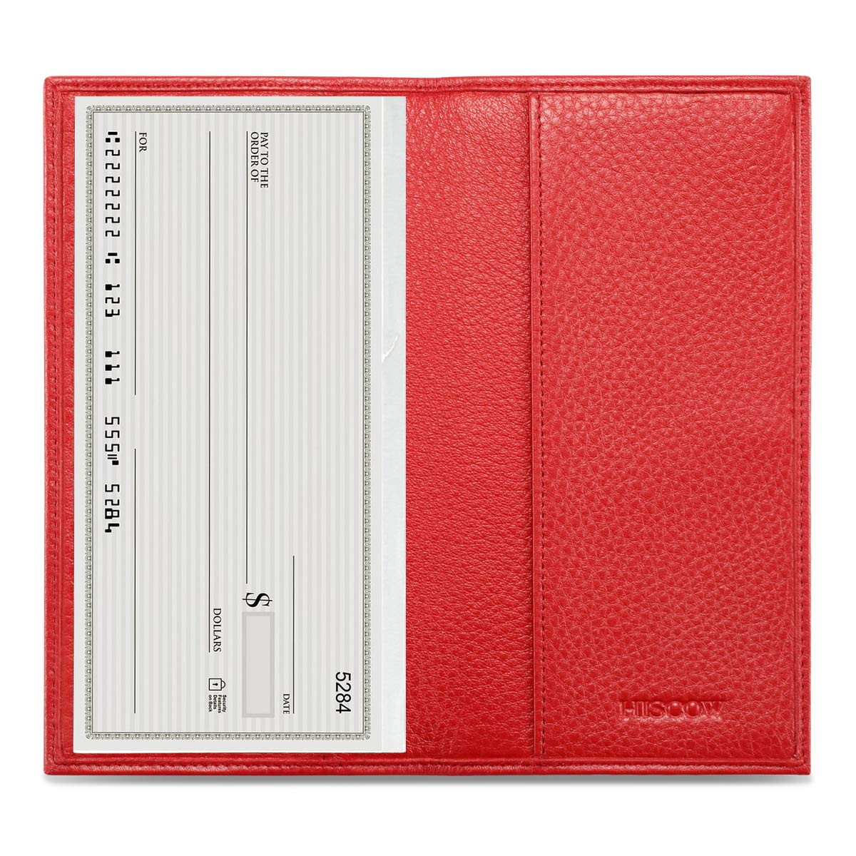 HOTHISCOW Slim Leather Checkbook Cover for Personal Checks | Full grain cowhide, transaction register & check book pockets, removable duplicate divider, durable stitching, gifts for men