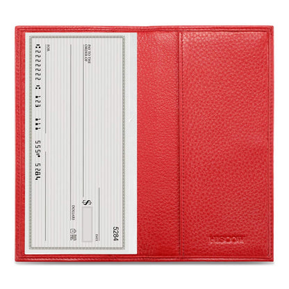 HOTHISCOW Slim Leather Checkbook Cover for Personal Checks | Full grain cowhide, transaction register & check book pockets, removable duplicate divider, durable stitching, gifts for men