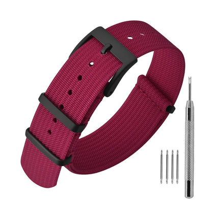 HOTANNEFIT Nylon Watch Band 16mm 18mm 20mm 22mm, One-Piece Waterproof Military Watch Straps with Heavy Buckle