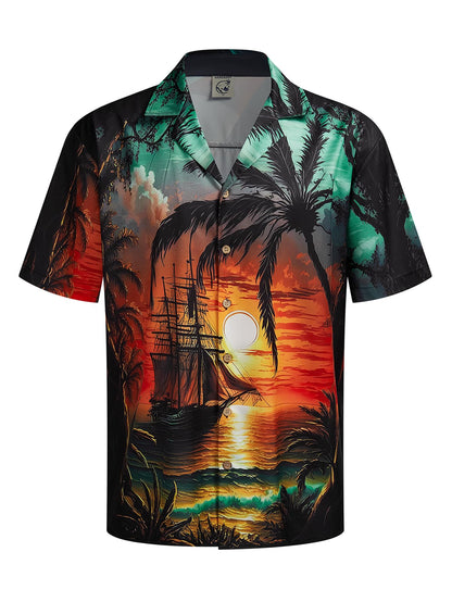 HOTHardaddy Men's Hawaiian Shirt Short Sleeves Coconut Printed Button Down Summer Beach Casual Shirts