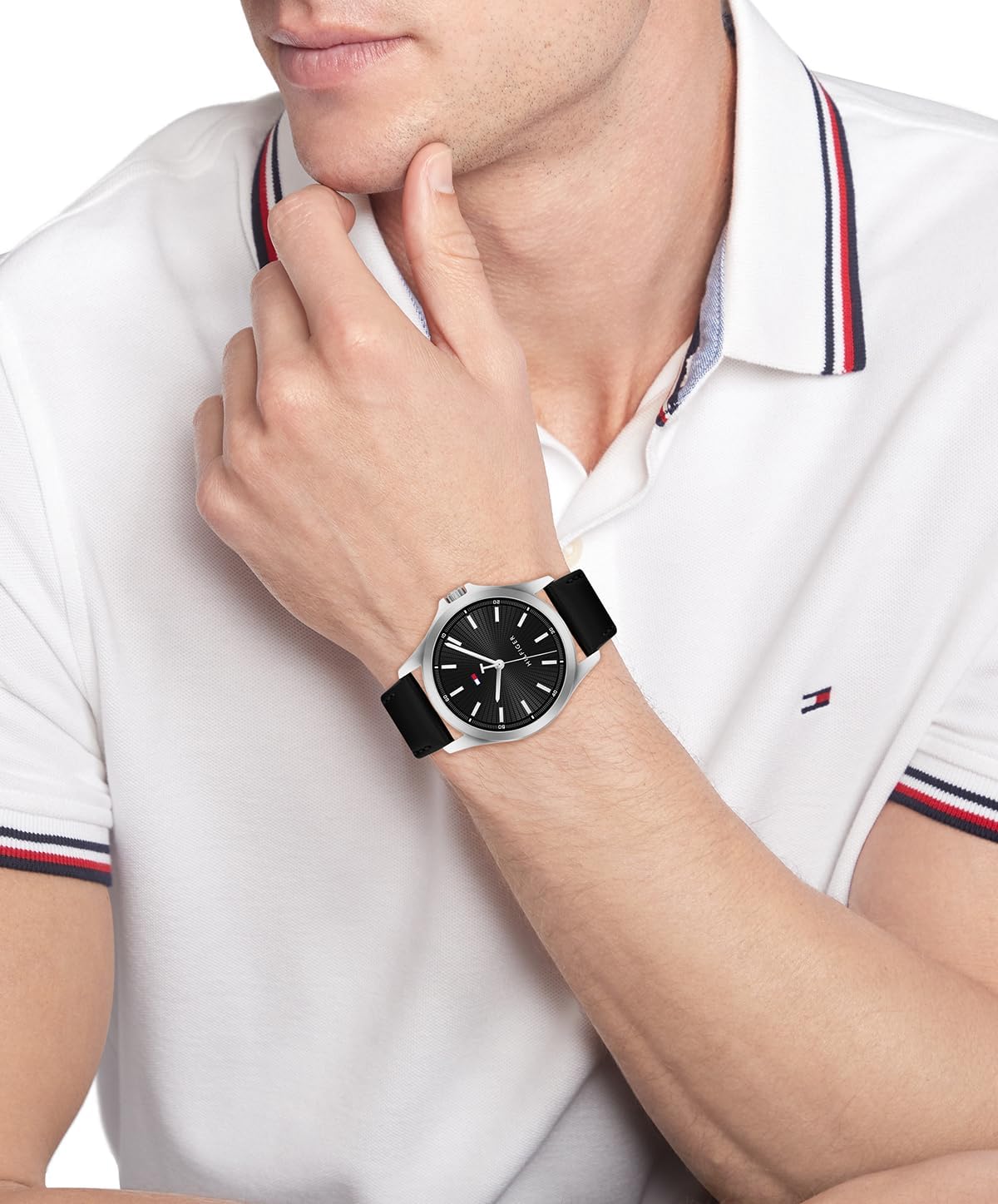 HOTTommy Hilfiger Men's 3-Hand Quartz Watch – 42mm Case, Leather Strap, 3 ATM Water Resistant, Modern Everyday Timepiece, Gift for Him