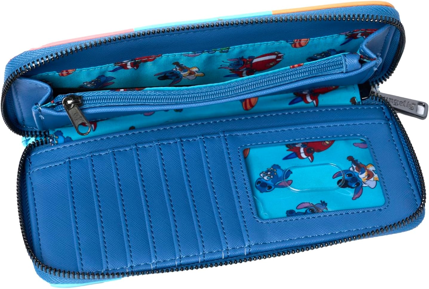 HOTLoungefly Disney Stitch Womens Wallet Multi Color Block Print Zip Around Clutch
