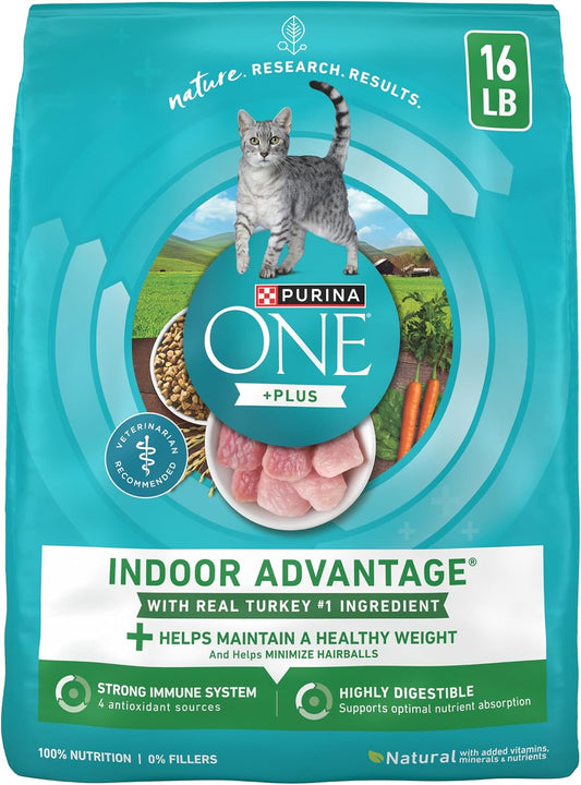 HOTPurina ONE Natural, Low Fat, Weight Control, Indoor Dry Cat Food, +Plus Indoor Advantage - 16 lb. Bag