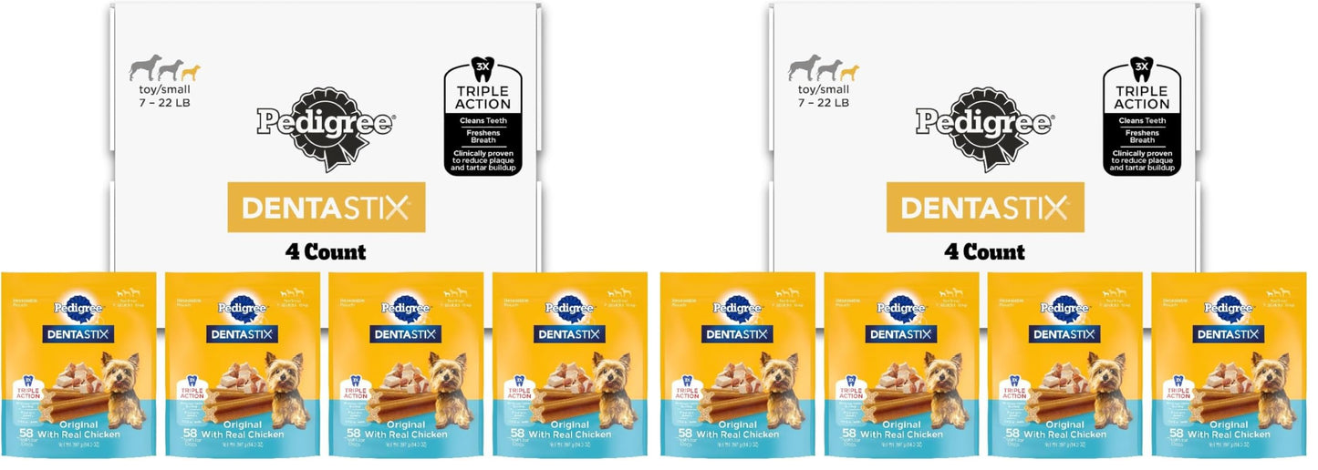 HOTPedigree Dentastix Small & Toy Breed Dog Dental Treats, Fresh, 102 Count | Triple action dental care, reduces tartar, cleans teeth, freshens breath, for dogs 7-22 lbs, no added sugar/fillers