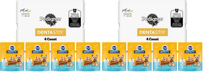 HOTPedigree Dentastix Small & Toy Breed Dog Dental Treats, Fresh, 102 Count | Triple action dental care, reduces tartar, cleans teeth, freshens breath, for dogs 7-22 lbs, no added sugar/fillers