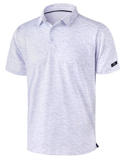 HOTObla Mens Golf Polo Shirts Short Sleeve Dry Fit Performance Moisture Wicking Casual Print Collared Golf Shirts for Men