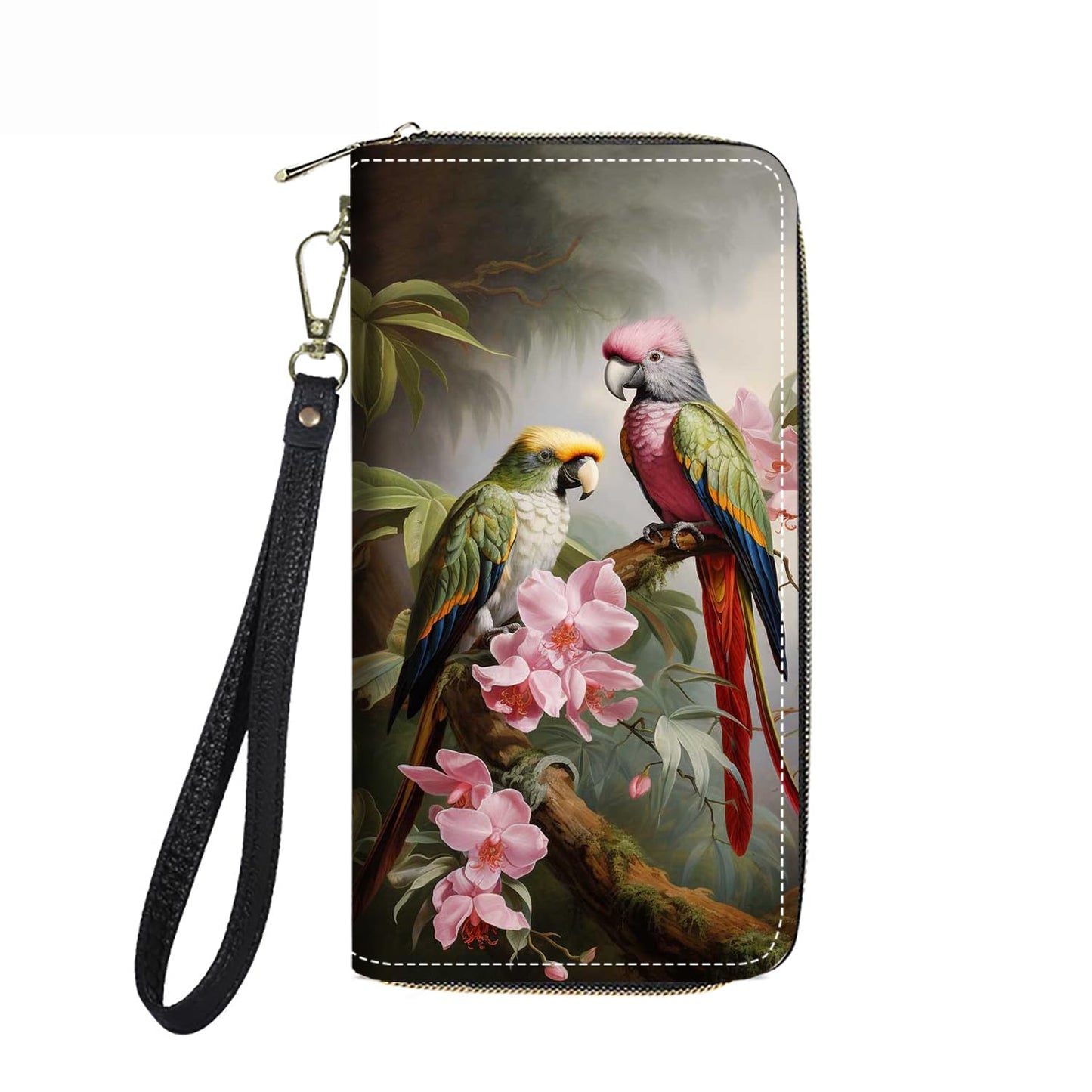 HOTWomen's Large Capacity Wallet PU Leather Double Zipper Clutch Purse Multifunctional Wallet with Removable Wristlet Strap for Smart Phone/Coin/Card/Cash, Flower Butterfly