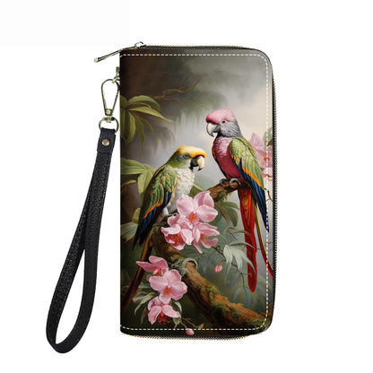 HOTWomen's Large Capacity Wallet PU Leather Double Zipper Clutch Purse Multifunctional Wallet with Removable Wristlet Strap for Smart Phone/Coin/Card/Cash, Flower Butterfly