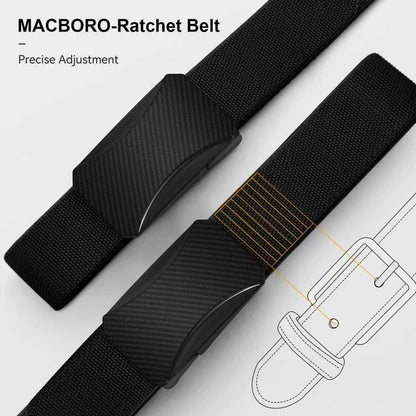 HOT2-Pack TSA Non-Metal Belt for Men, 1.38" Stretch Nylon Ratchet Belt, Trim to Fit, Airport Friendly, Black