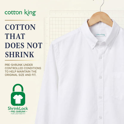 HOTCotton King Mens 100% Cotton Oxford Shirt Long Sleeve Dress Shirts for Men Button Down Work Casual Shirt with Pocket