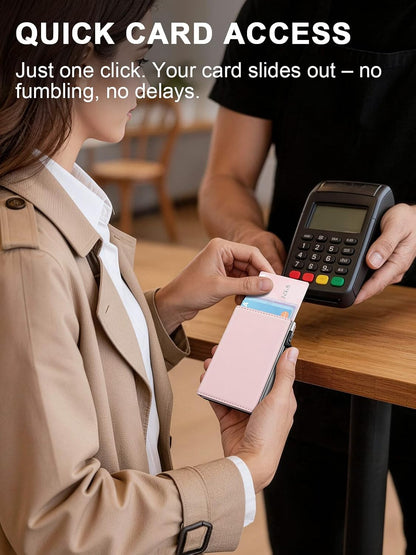 HOTSmall Wallet Women RFID Blocking Slim Card Wallet - Compact Credit Card Holder for 9-12 Cards with Cash Slot & Clear ID Window, Birthday Gifts for Women
