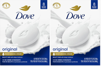 HOTDove Beauty Bar Soap Original 8 Count for Soft, Smooth Skin, with 1/4 Moisturizing Cream 3.75 oz