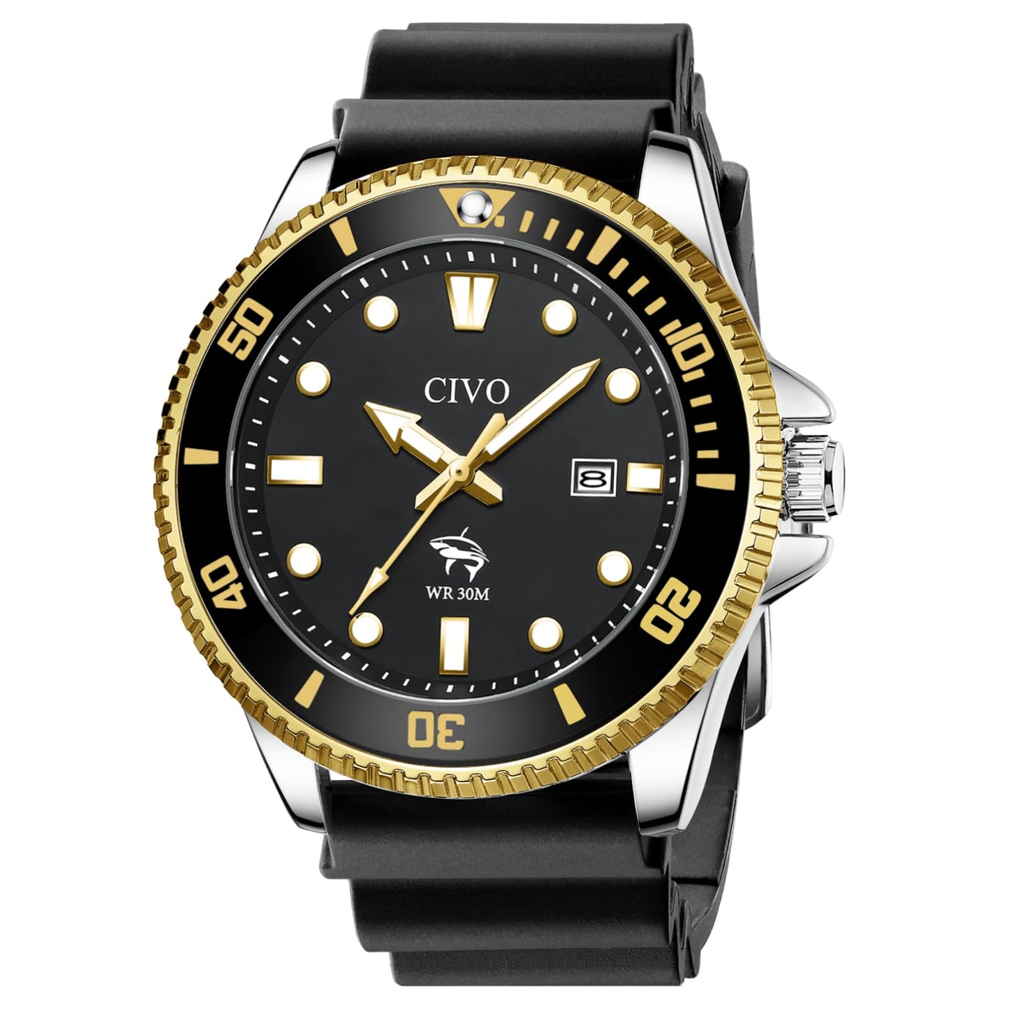 HOTCIVO Sport Wrist Watches for Men: Classic Analog Watch with Date Luminous - Silicone Strap & Waterproof - Casual Men's Watch for Outdoor Camping Cycling