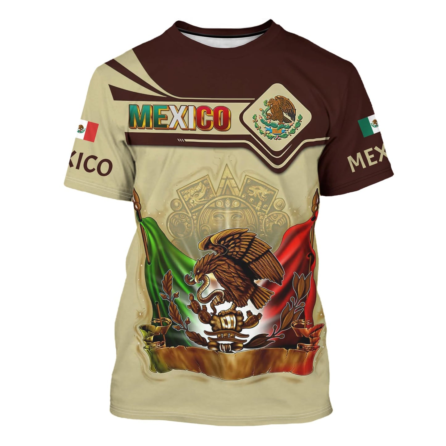 HOTFAYBA Aztec Mexican Shirts Short Sleeves Summer Mexico Shirt Mexico Jersey Unisex 3D Shirts