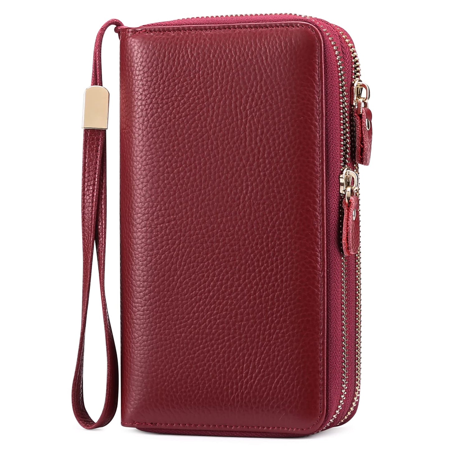 HOTSENDEFN Leather Women Wallet RFID Blocking Zipper Around Phone Holder Clutch Wristlet Large Capacity