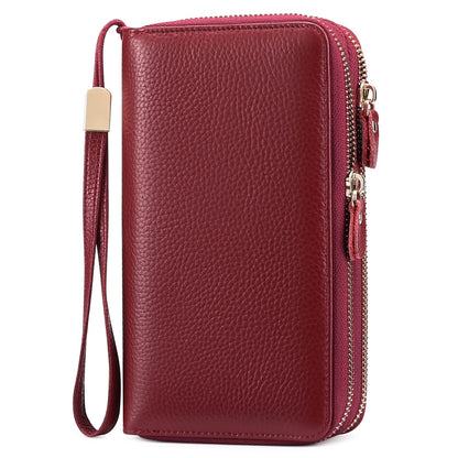 HOTSENDEFN Leather Women Wallet RFID Blocking Zipper Around Phone Holder Clutch Wristlet Large Capacity