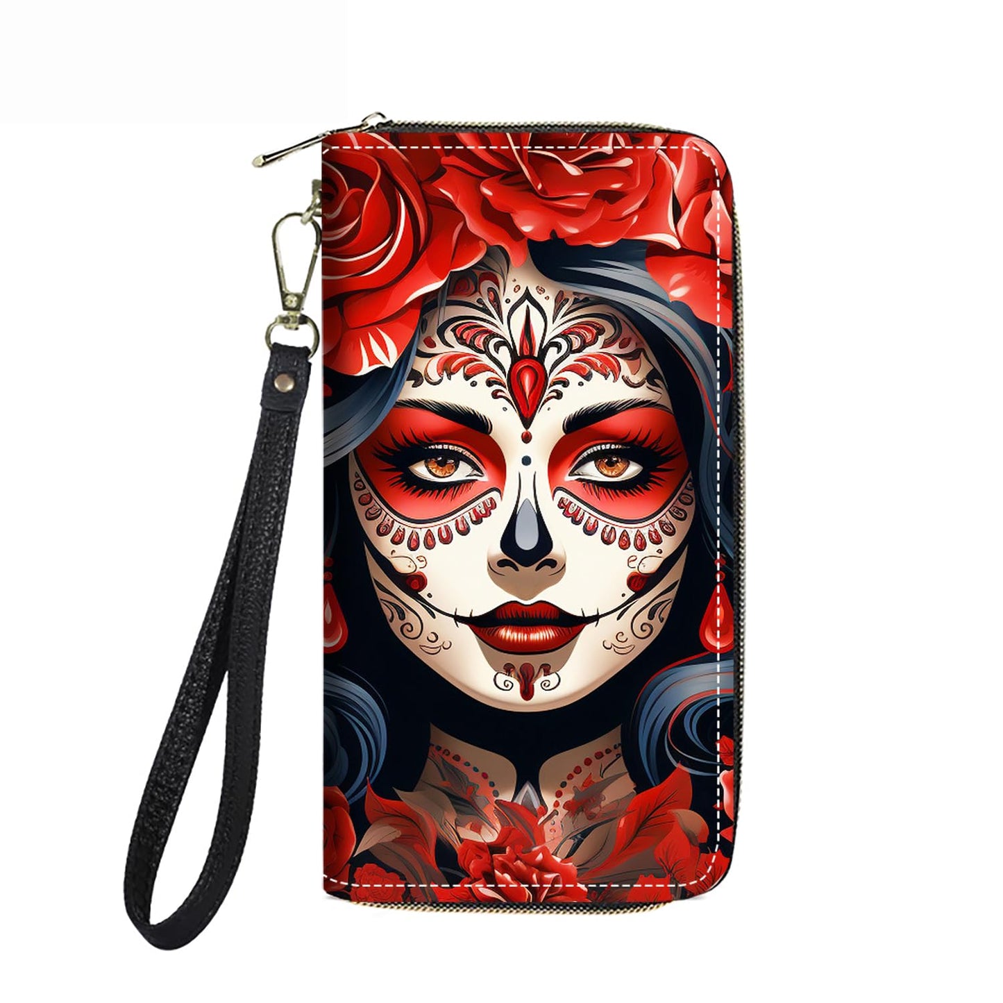 HOTWomen's Large Capacity Wallet PU Leather Double Zipper Clutch Purse Multifunctional Wallet with Removable Wristlet Strap for Smart Phone/Coin/Card/Cash, Floral Quotes Bible Verse Philippians 4-13