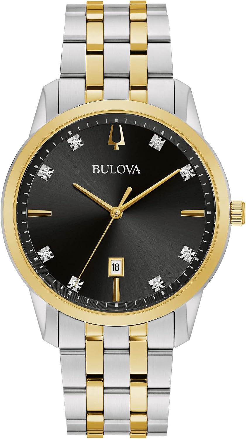 HOTBulova Men's Classic Diamond Sutton 3-Hand Quartz Watch, 40mm
