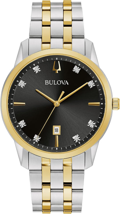 HOTBulova Men's Classic Diamond Sutton 3-Hand Quartz Watch, 40mm