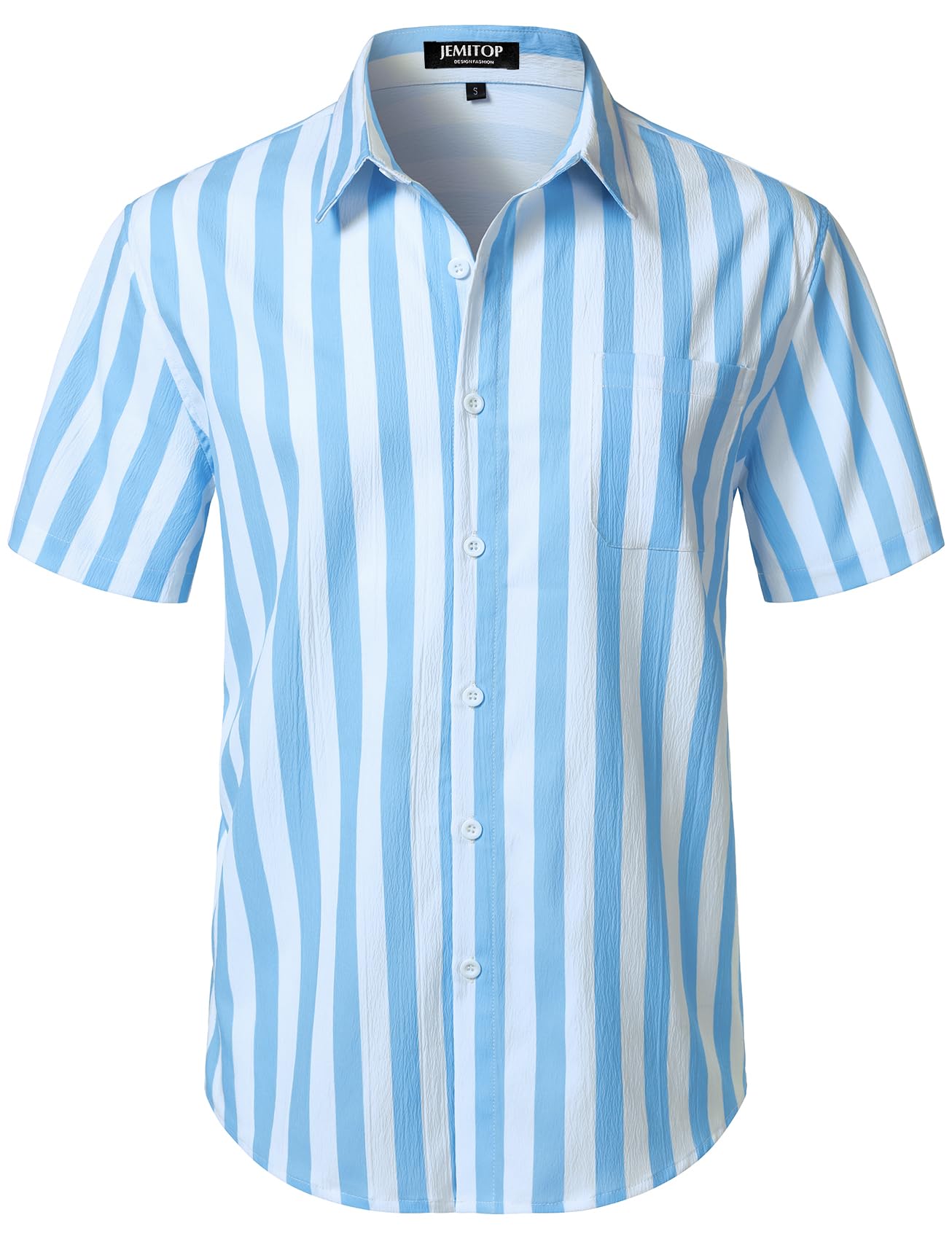 HOTJEMITOP Mens Stretch Wrinkle Free Texture Shirts | Lightweight, Summer, Beach, Stylish, Button Down, Short Sleeve, Casual, Vacation
