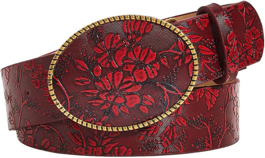 HOTRoseSeek Women's Floral Vintage Western Belts Buckle Cowgirl Belts for Women