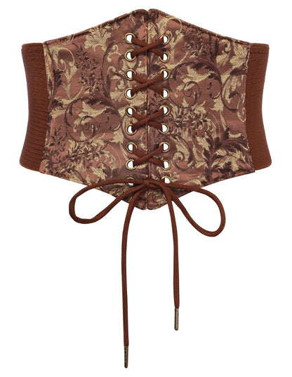 HOTScarlet Darkness Renaissance Corset Belt Lace-up Tied Waspie Wide Elastic Waist Belts for Women