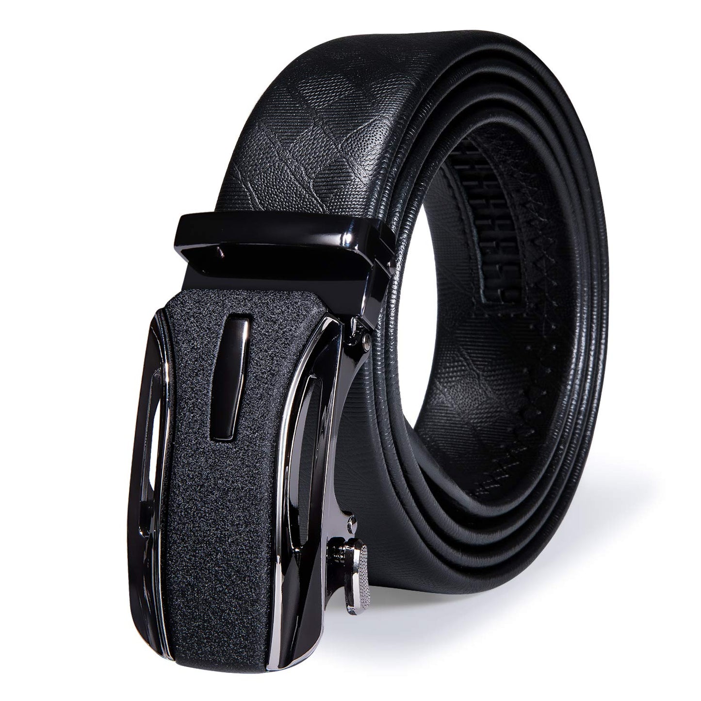 HOTDubulle Designer Mens Belts, Sliding Automatic Buckle Ratchet Dress Belt TOP Genuine Leather Strap Gifts