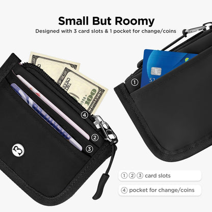 HOTMini Backpack Keychain Wristlet Pouch Small Change Coin Purse & Mini Rfid Card Holder Slim Wallet with Change Zipper Pocket/3 Crad Slots/Key Ring