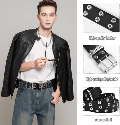 HOT3 Pcs Studded Belt, Y2K Belt EMO Goth Belts Punk Rock with Bullet belts for Women Men