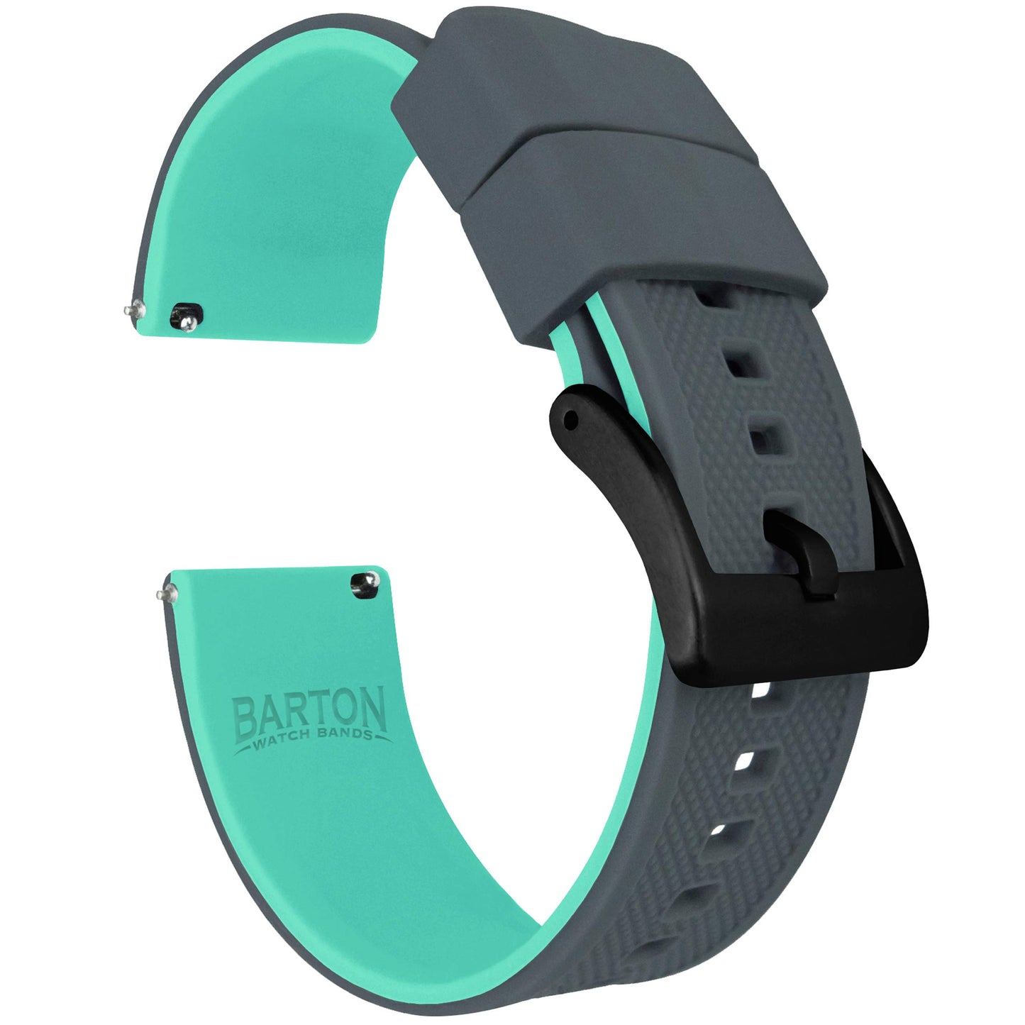 HOTBARTON Elite Silicone Watch Bands - Quick Release - Choose Strap Color & Buckle Color (Stainless Steel, Black PVD or Gunmetal Grey) - 18mm, 20mm, 22mm & 24mm Watch Straps