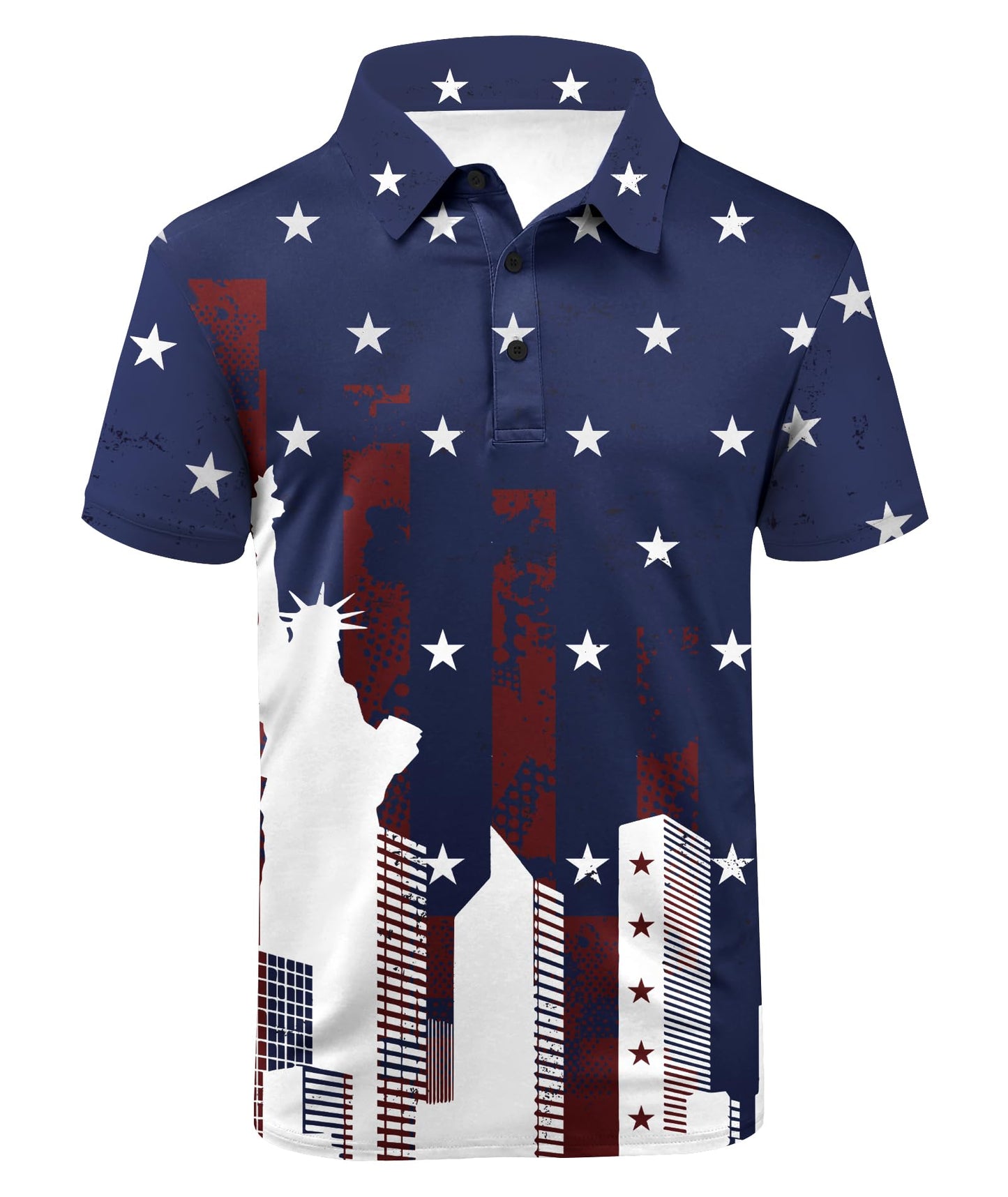 HOTV VALANCH Mens American Falg Polo Shirts Short Sleeve Performance Patriotic Shirt Funny Golf Shirt