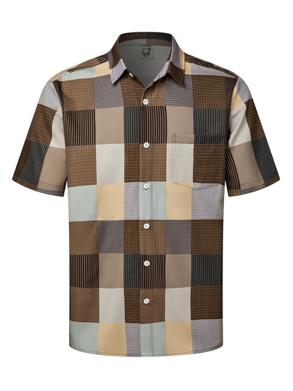 HOTHardaddy Men's Hawaiian Shirt Short Sleeves Printed Button Down Summer Beach Casual Shirts