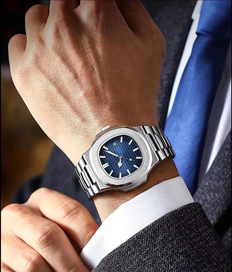 HOTBESTKANG Men Quartz Movement Watch Waterproof Luminous Men's Watch, Stainless Steel Strap Business Watches