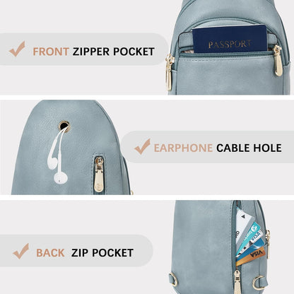 HOTBOSTANTEN Sling Bag for Women Leather Crossbody Bags Fanny Pack Chest Bag for Travel