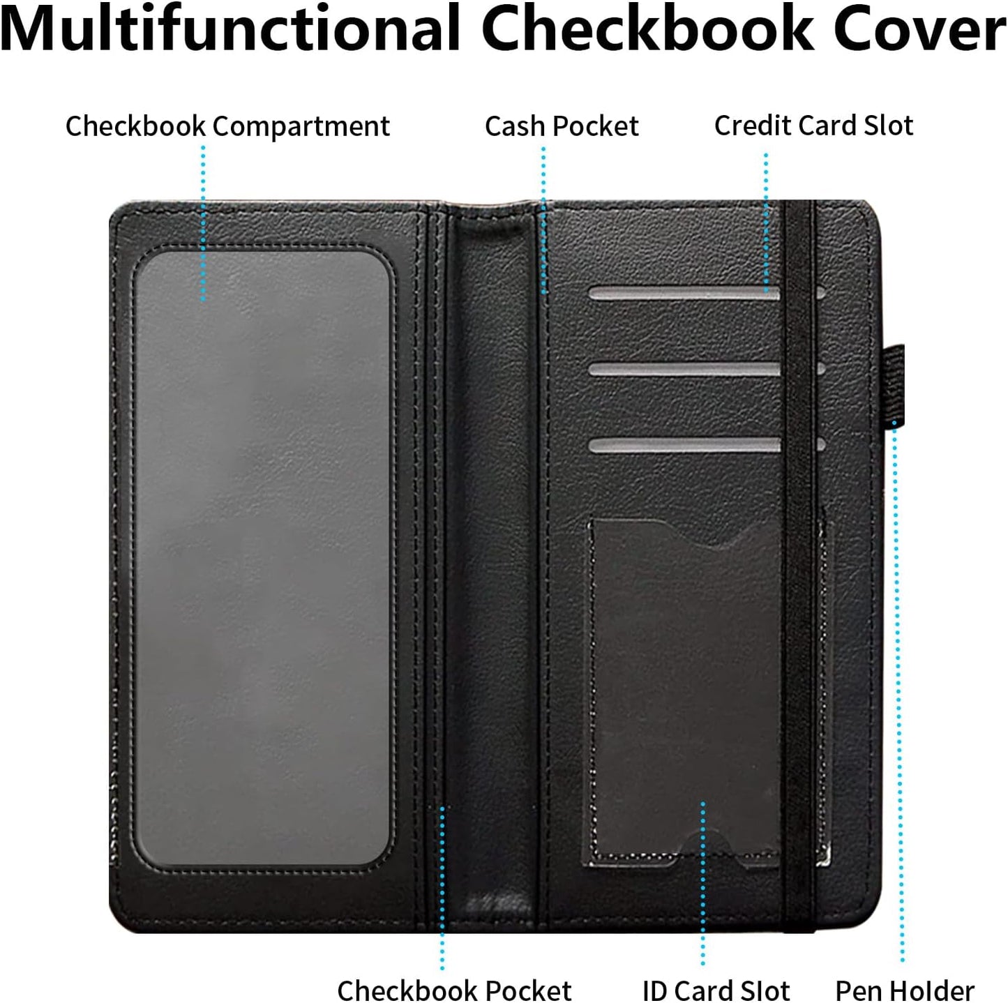 HOTLeather Checkbook Cover Wallet for Women Men with Pen Holder, RFID Blocking Large Capacity for Personal Checks for Durable Checkbook Organizer with Register Holder, 1776 American Flag