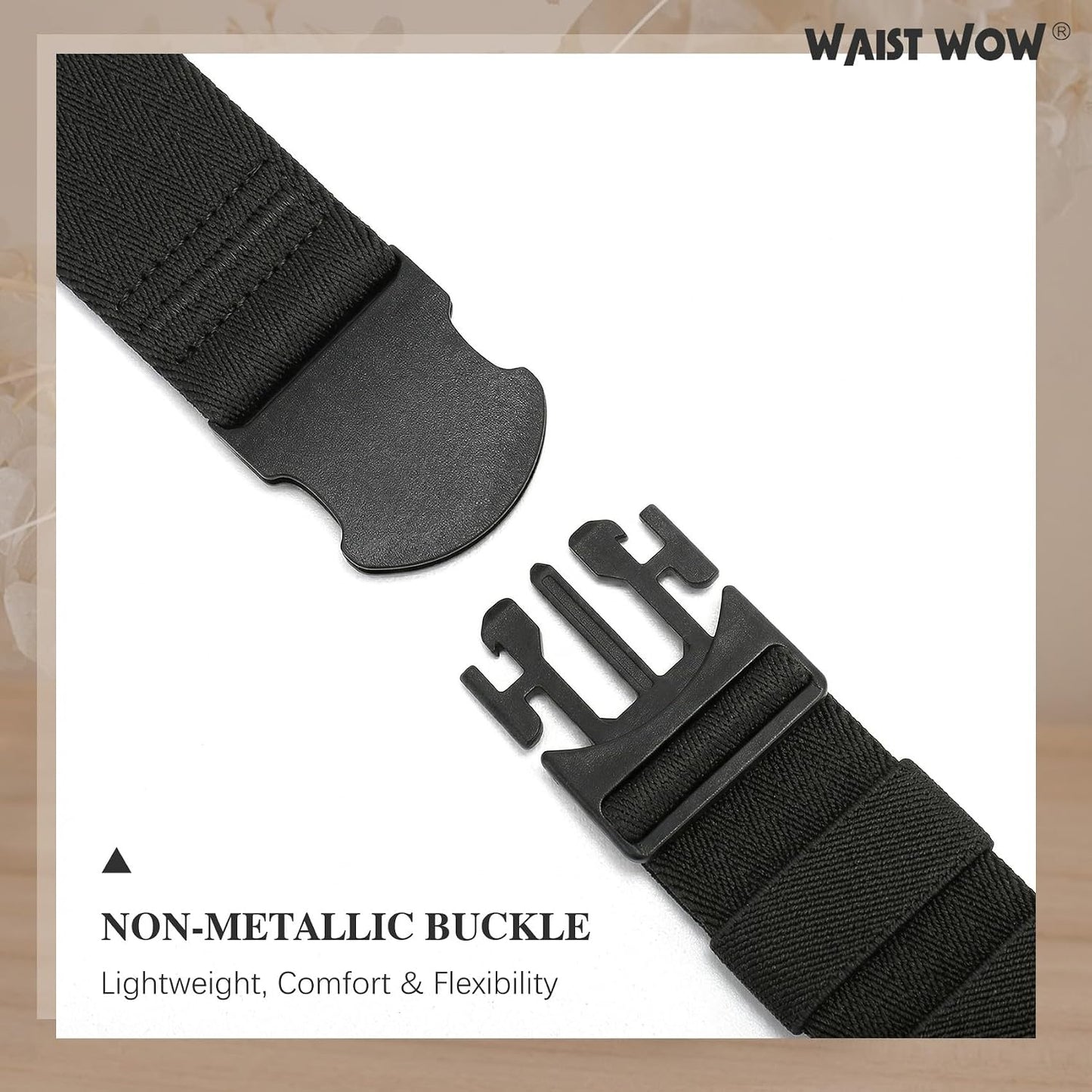 HOTWaist Wow No Show Invisible Elastic Belts for Women Men Adjustable Web Stretch Belt with Non-Metal Buckle for Jeans Pants