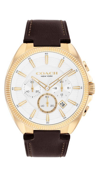 HOTCOACH Men's Jackson Chronograph Watch, 45mm Case Size, Genuine Leather Strap, Premium Fashion, Everyday Wear - Gift for Him