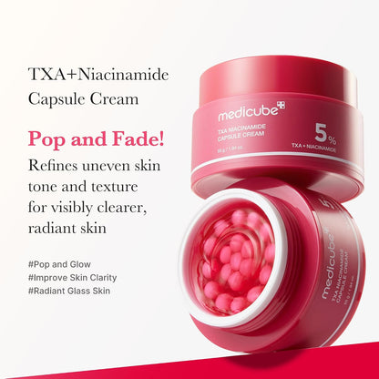 HOTmedicube Capsule Cream with TXA + Niacinamide | Dual Radiance Moisturizer Ideal for Use After Spot Care, Uneven Skin Tone & Texture & Hydration | 99% Pure Tranexamic Acid | Korean Skincare, 1.94 oz
