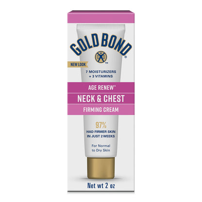HOTGold Bond Age Renew Neck & Chest Firming Cream, 2 Oz, Hydrates, Renews, and Visibly Improves Firmness, Texture & Elasticity of Aging Skin, Non-Greasy, Dermatologist-Tested, Hypoallergenic, Unscented