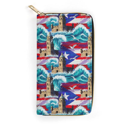 HOTUnisex Large Capacity Leather Wallet Purple Sky Palm Trees, Secure Lightweight Printed Design, Portable Purse for Daily Use & Outdoor Activities