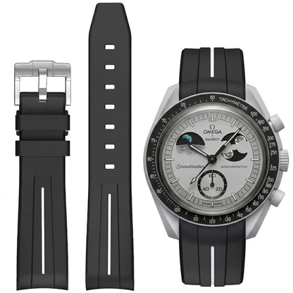 HOTBands for Moonswatch Watch,Curved No Gap Rubber Strap Compatible with Omega X Swatch Moonswatch Speedmaster/Rolex/SEIKO 20mm Watch,Swatch Omega Moonswatch Speedmaster Watch Replacement Band Men Women