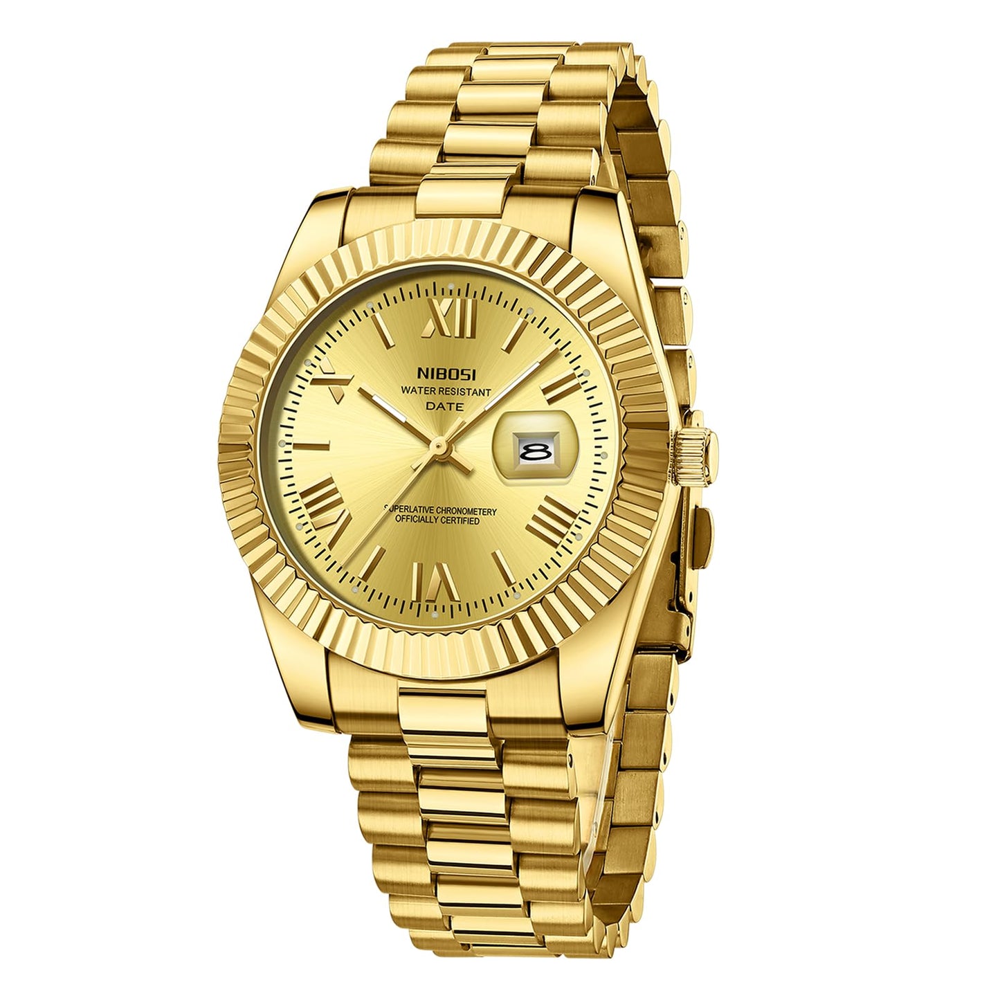 HOTNIBOSI Men Watches Analog Quartz Stainless Steel Rose Gold Silver Watches for Men Waterproof Business Classic Desiger Wrist Watch with Day Date